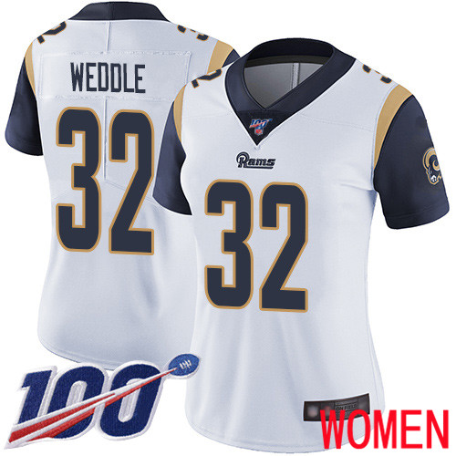 Los Angeles Rams Limited White Women Eric Weddle Road Jersey NFL Football #32 100th Season Vapor Untouchable